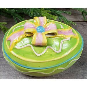 Easter Egg Ceramic Covered Dish Bowl